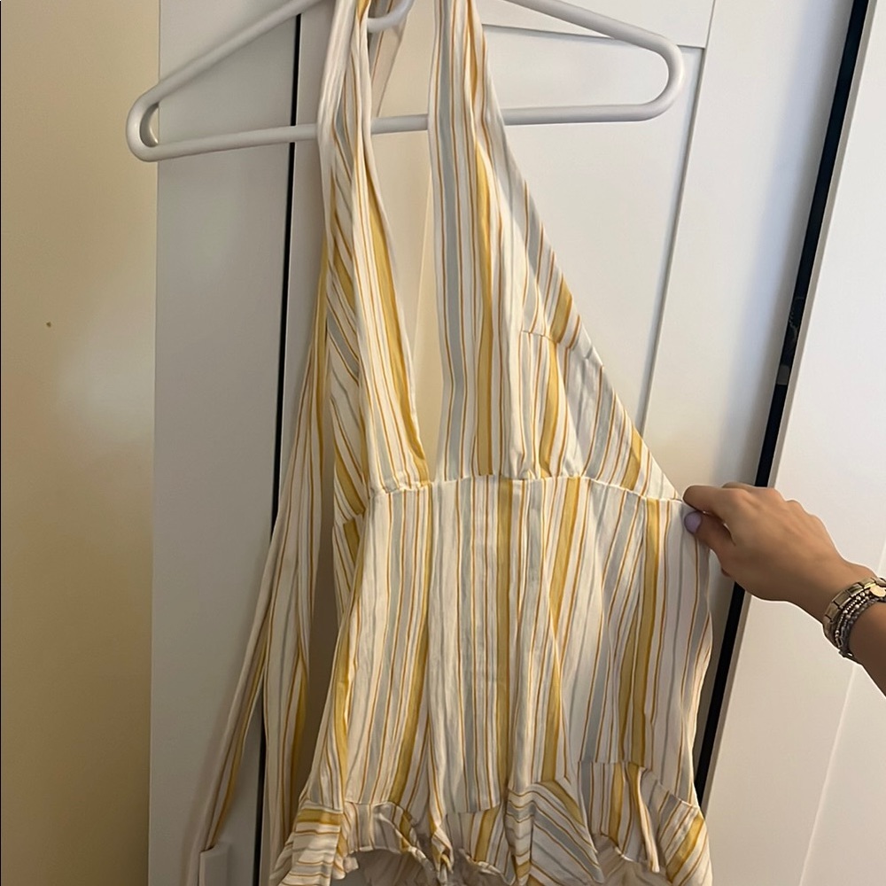 Striped Halter Top Romper with open back